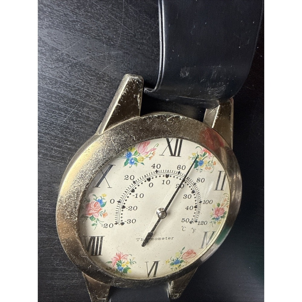 Giant Watch Thermometer 29" Wall Hanging Floral Roman Numeral Celsius Fahrenheit - Picture 7 of 12
